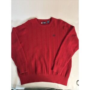 Chaps Ralph Lauren Sweater Mens SZ XL Red 100% Cotton Long Sleeve Warm